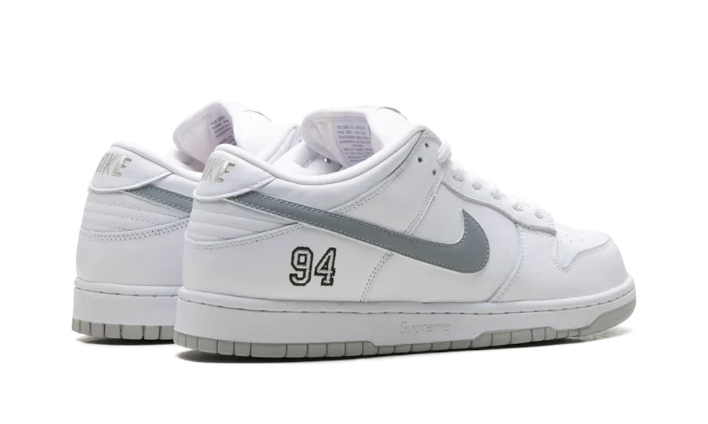 Nike SB Dunk Low Supreme 94 White Metallic Silver