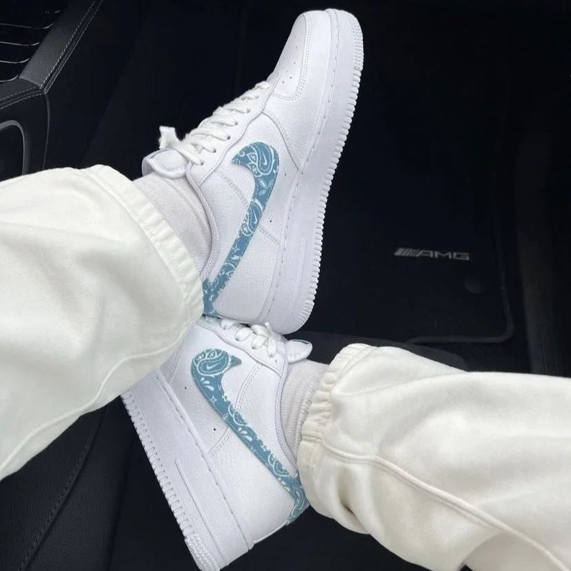 Nike Air Force 1 Low '07 Essential White Worn Blue Paisley
